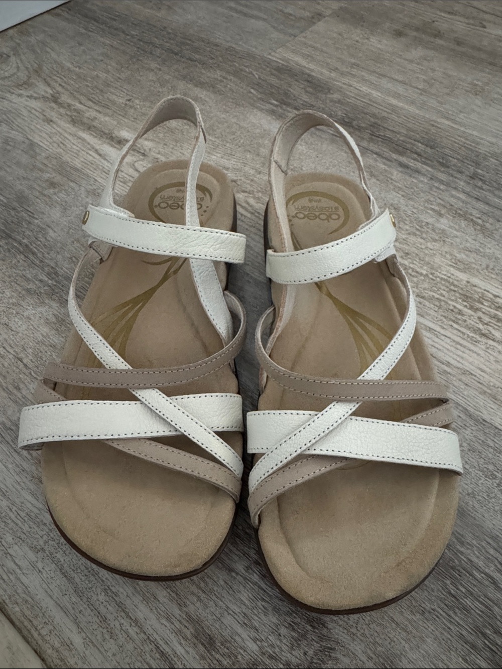ABEO Biosystem size 8 Sandals - White & Tan Strappy Women’s Sandals